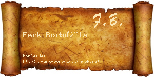 Ferk Borbála névjegykártya